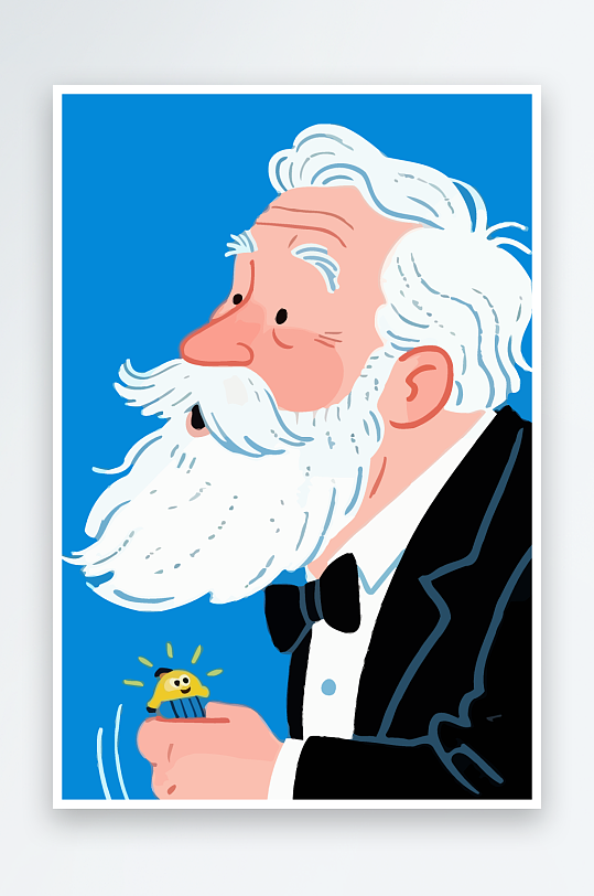 老人老者图标插画元素-众图网