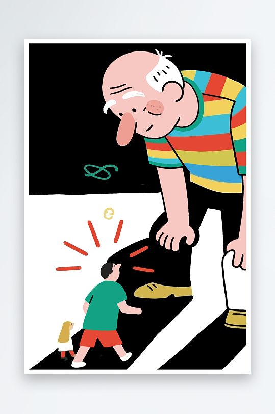 老人老者图标插画元素-众图网