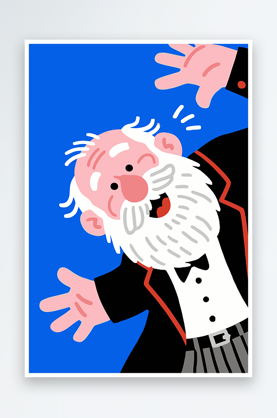 老人老者图标插画元素-众图网