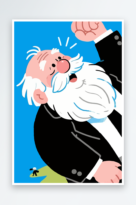 老人老者图标插画元素-众图网