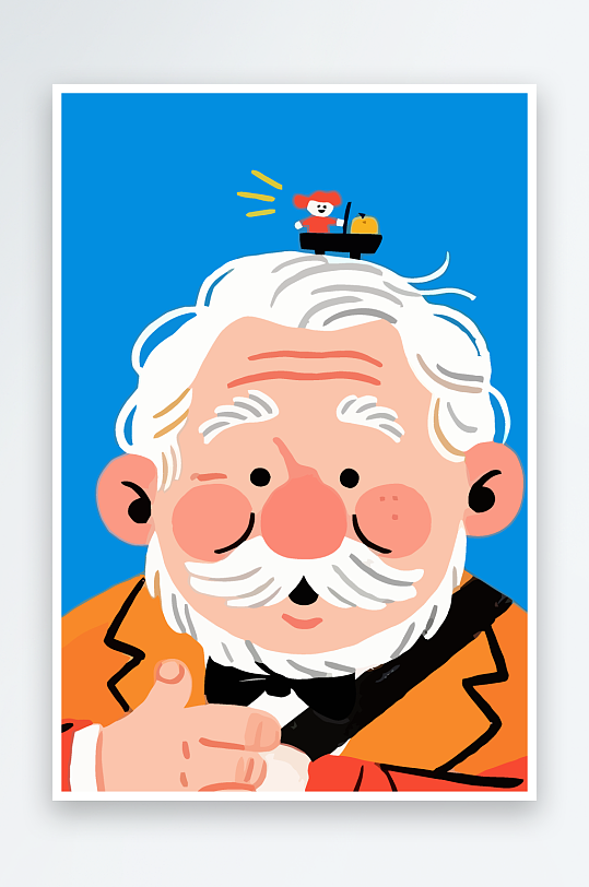 老人老者图标插画元素-众图网