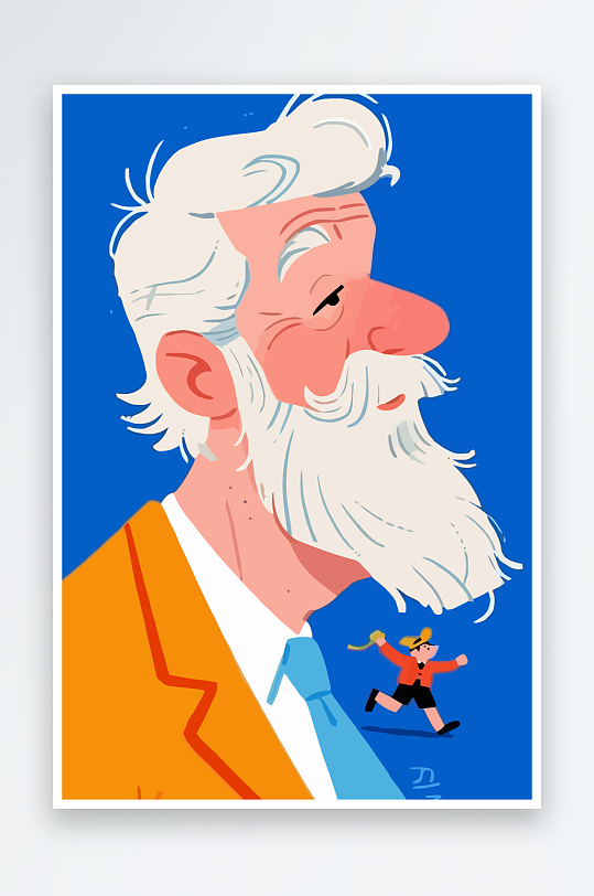 老人老者图标插画-众图网