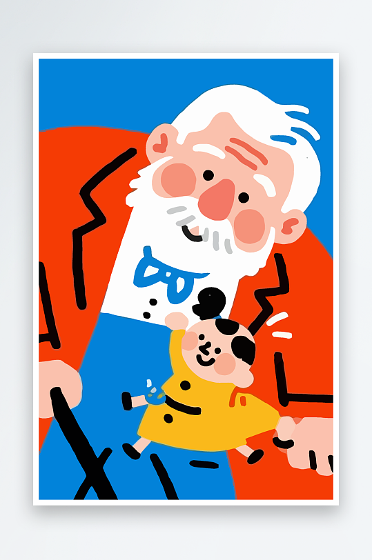 老人老者图标插画元素-众图网