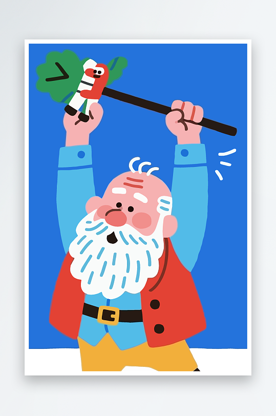 老人老者图标插画元素-众图网