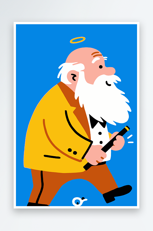 老人老者图标插画元素-众图网