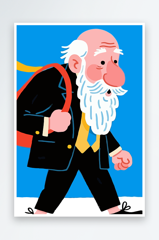 老人老者图标插画元素-众图网