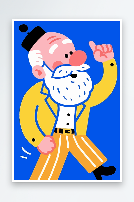 老人老者图标插画元素-众图网