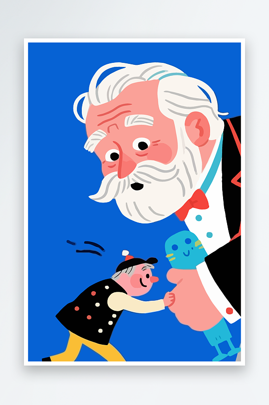 老人老者图标插画元素-众图网