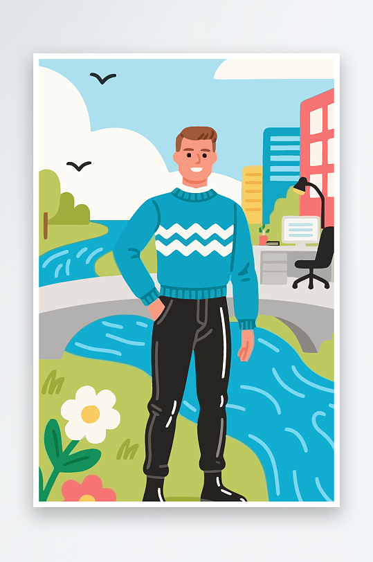 男人男子帅哥矢量插画图形元素-众图网