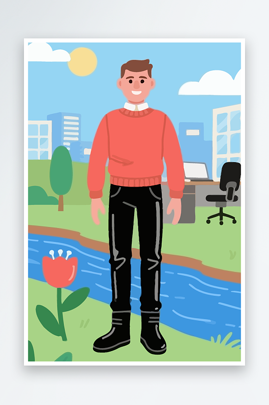 男人男子帅哥矢量插画图形元素-众图网