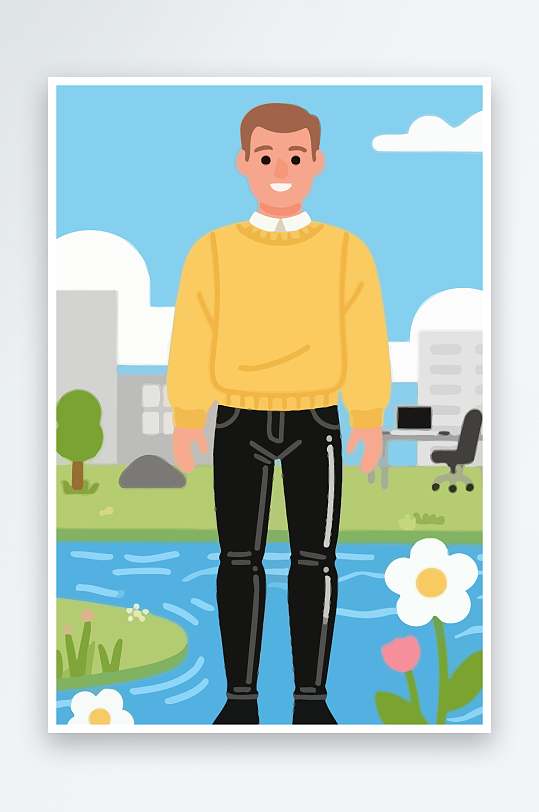 男人男子帅哥矢量插画图形元素-众图网