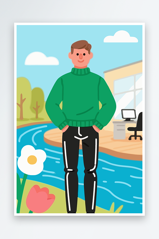 男人男子帅哥矢量插画图形元素-众图网