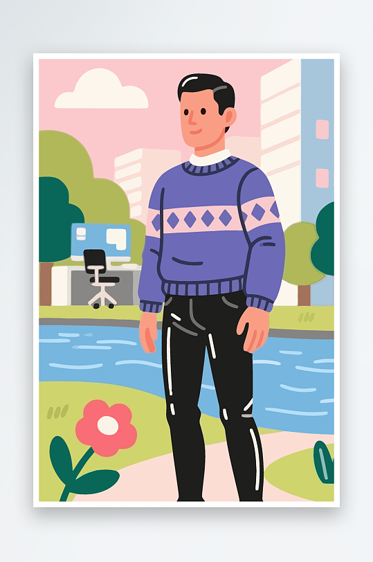 男人男子帅哥矢量插画图形元素-众图网