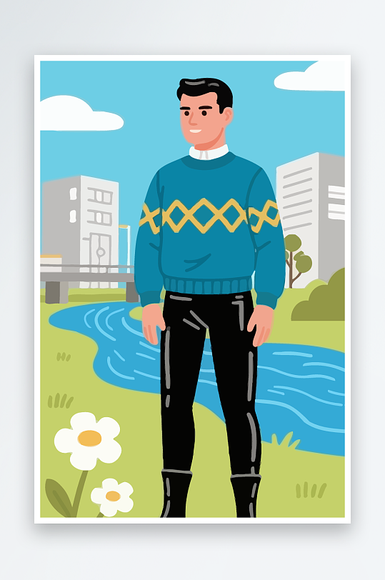 男人男子帅哥矢量插画图形元素-众图网