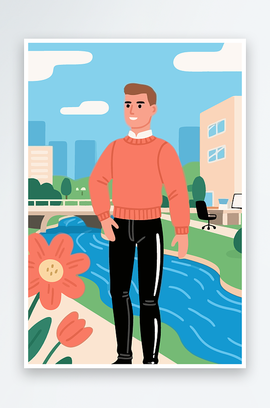 男人男子帅哥矢量插画图形-众图网