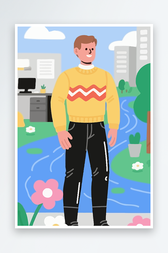 男人男子帅哥矢量插画图形-众图网