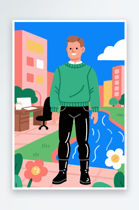 男人男子帅哥矢量插画图形-众图网