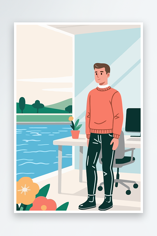 男人男子帅哥矢量插画图形-众图网