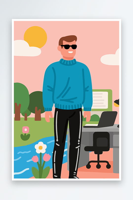 男人男子帅哥矢量插画图形元素-众图网