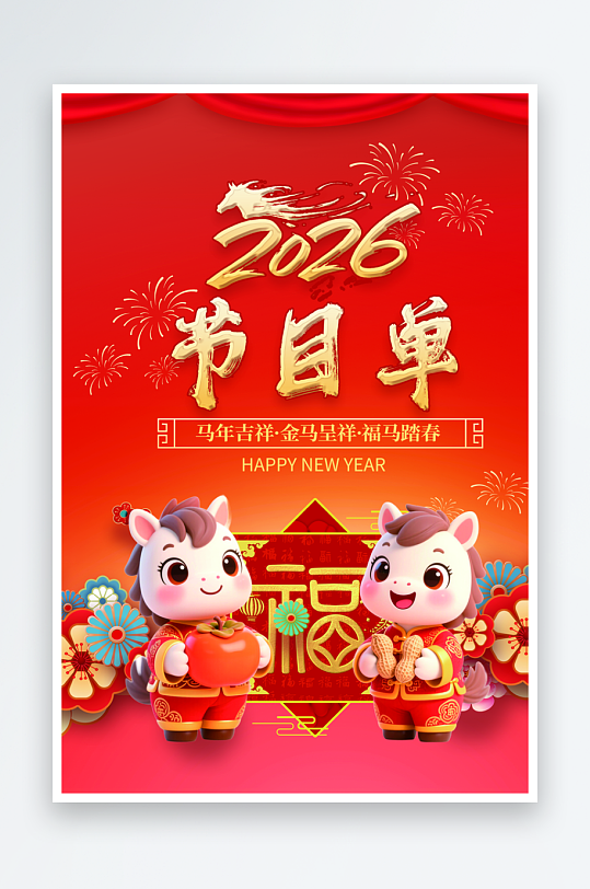 创意大气春节新年节目单设计-众图网