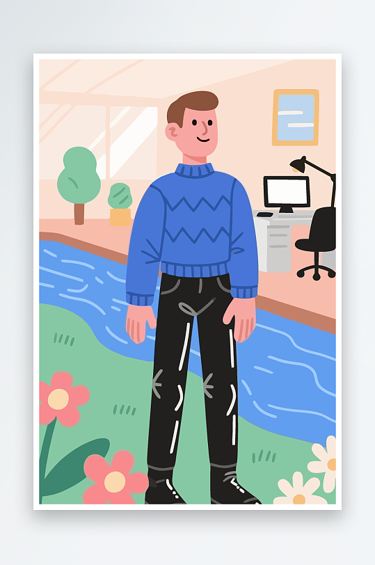 男人男子帅哥矢量插画图形元素-众图网