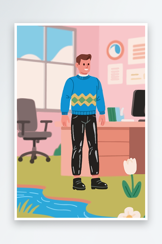 男人男子帅哥矢量插画图形-众图网