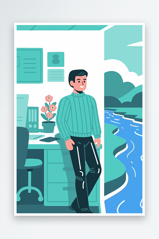 男人男子帅哥矢量插画图形-众图网