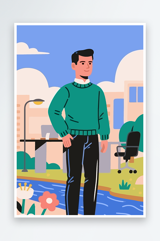 男人男子帅哥矢量插画图形元素-众图网