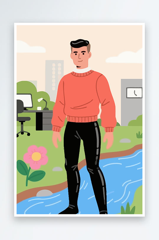 男人男子帅哥矢量插画图形元素-众图网