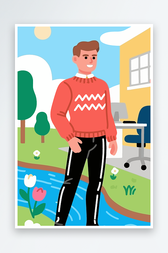 男人男子帅哥矢量插画图形-众图网