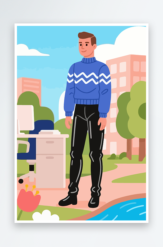 男人男子帅哥矢量插画图形-众图网