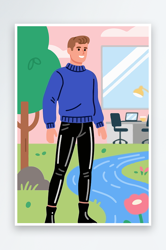 男人男子帅哥矢量插画图形-众图网