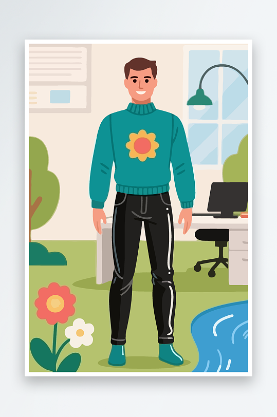 男人男子帅哥矢量插画图形-众图网