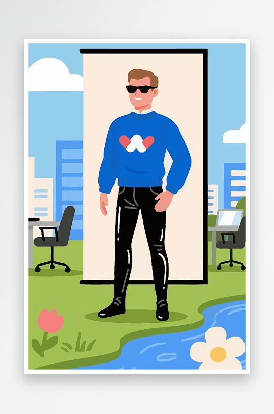 男人男子帅哥矢量插画图形-众图网