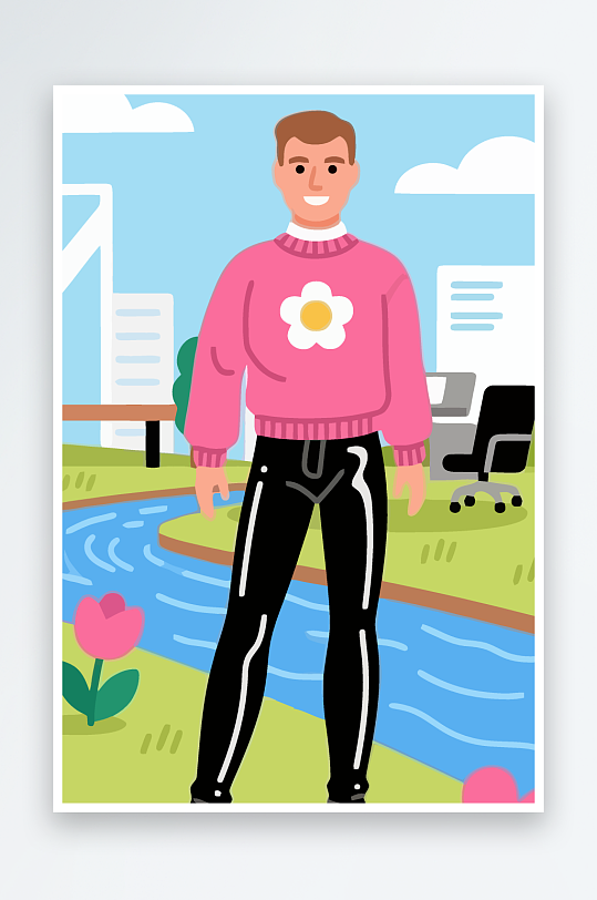 男人男子帅哥矢量插画图形元素-众图网