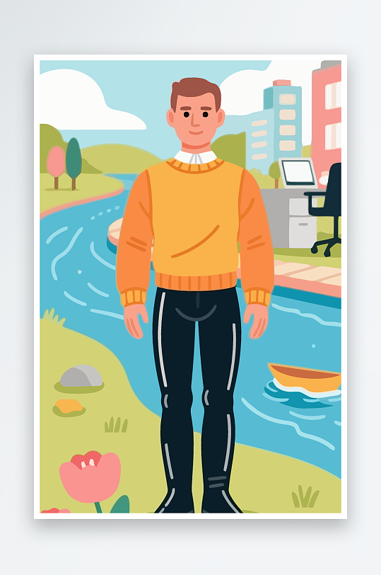 男人男子帅哥矢量插画图形元素-众图网