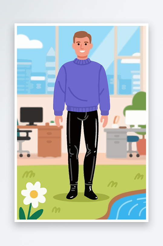 男人男子帅哥矢量插画图形元素-众图网