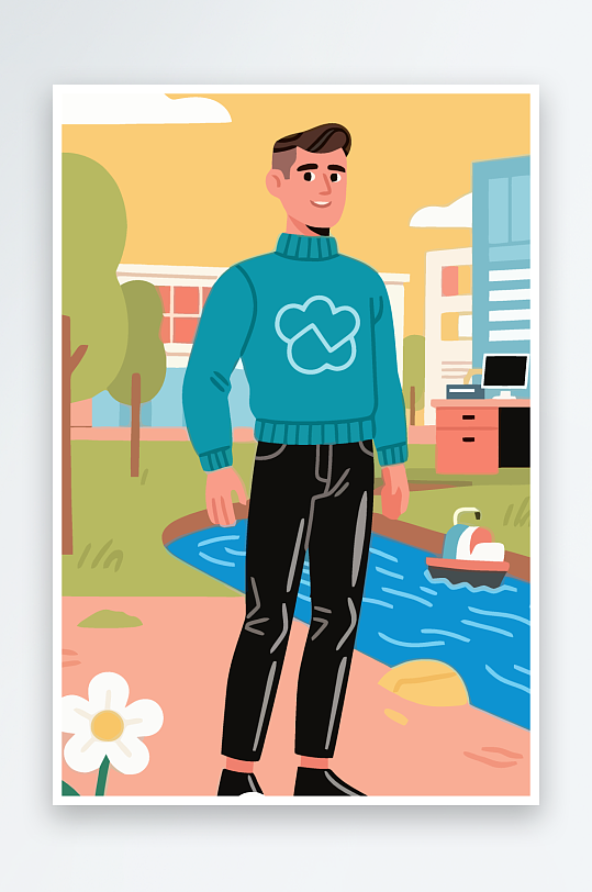 男人男子帅哥矢量插画图形元素-众图网
