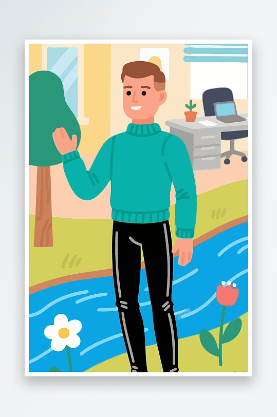 男人男子帅哥矢量插画图形-众图网