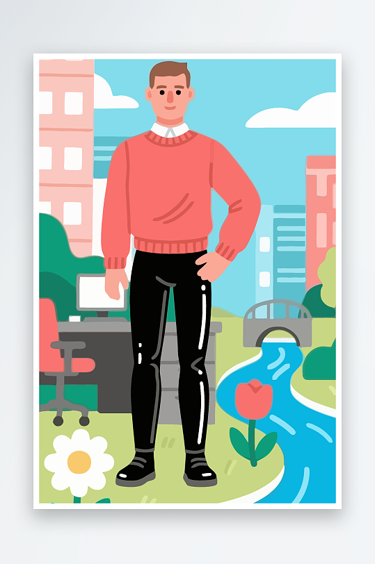 男人男子帅哥矢量插画图形-众图网