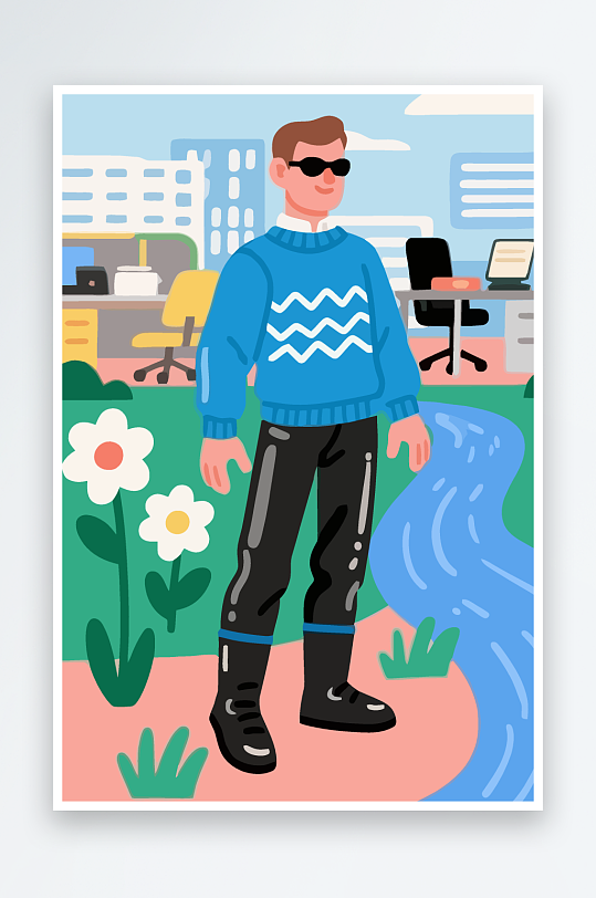 男人男子帅哥矢量插画图形-众图网