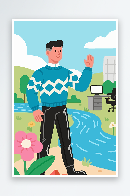 男人男子帅哥矢量插画图形-众图网