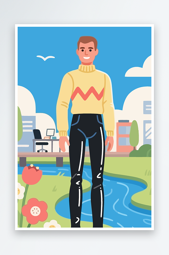 男人男子帅哥矢量插画图形-众图网