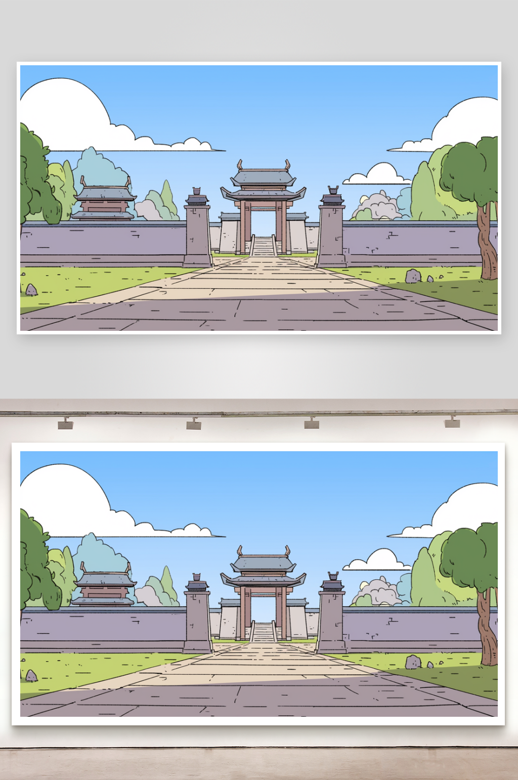简笔画场景管理院落素材
