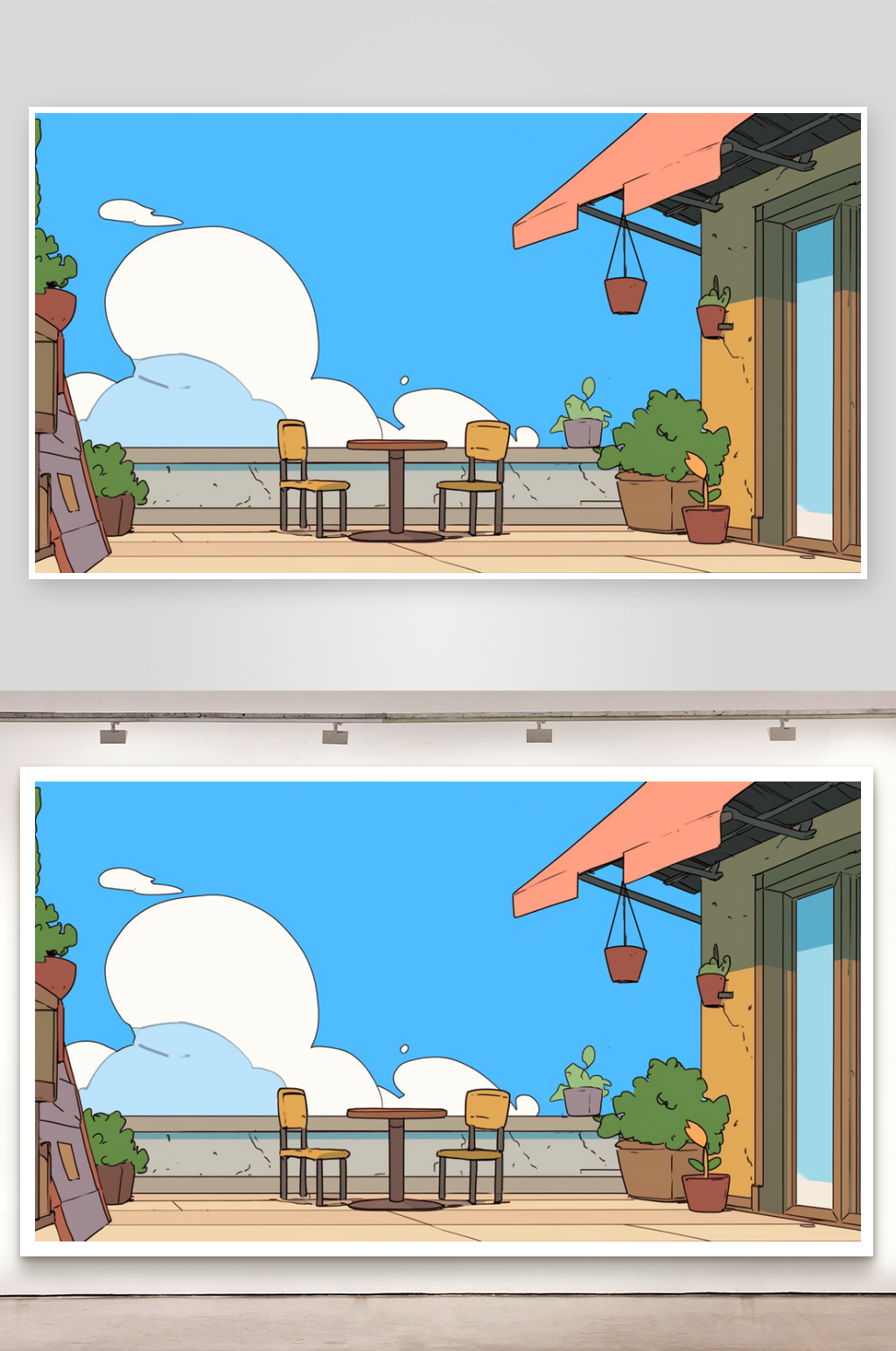简笔画场景管理阳台素材