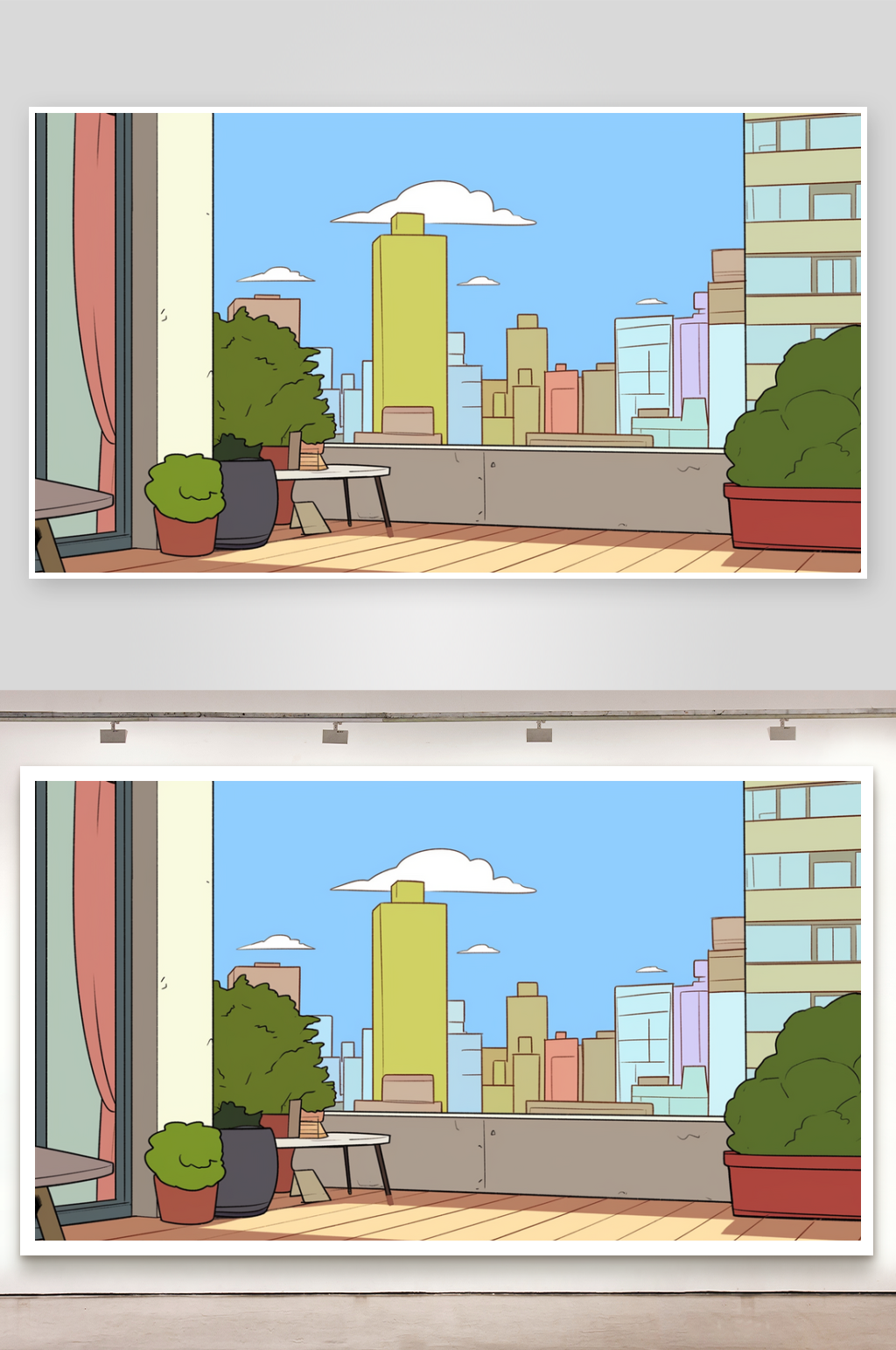 简笔画场景管理阳台素材