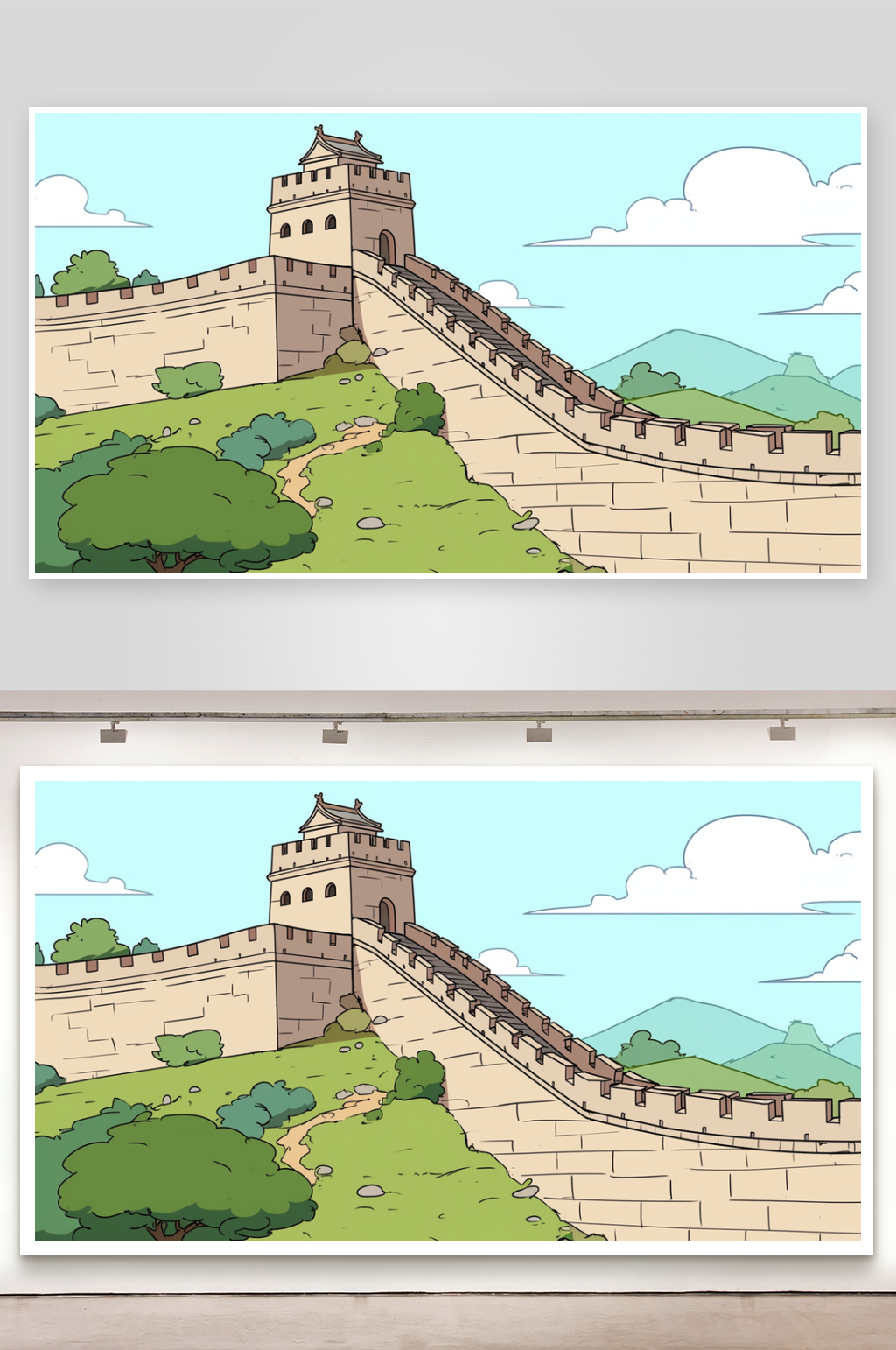 简笔画场景管理长城素材