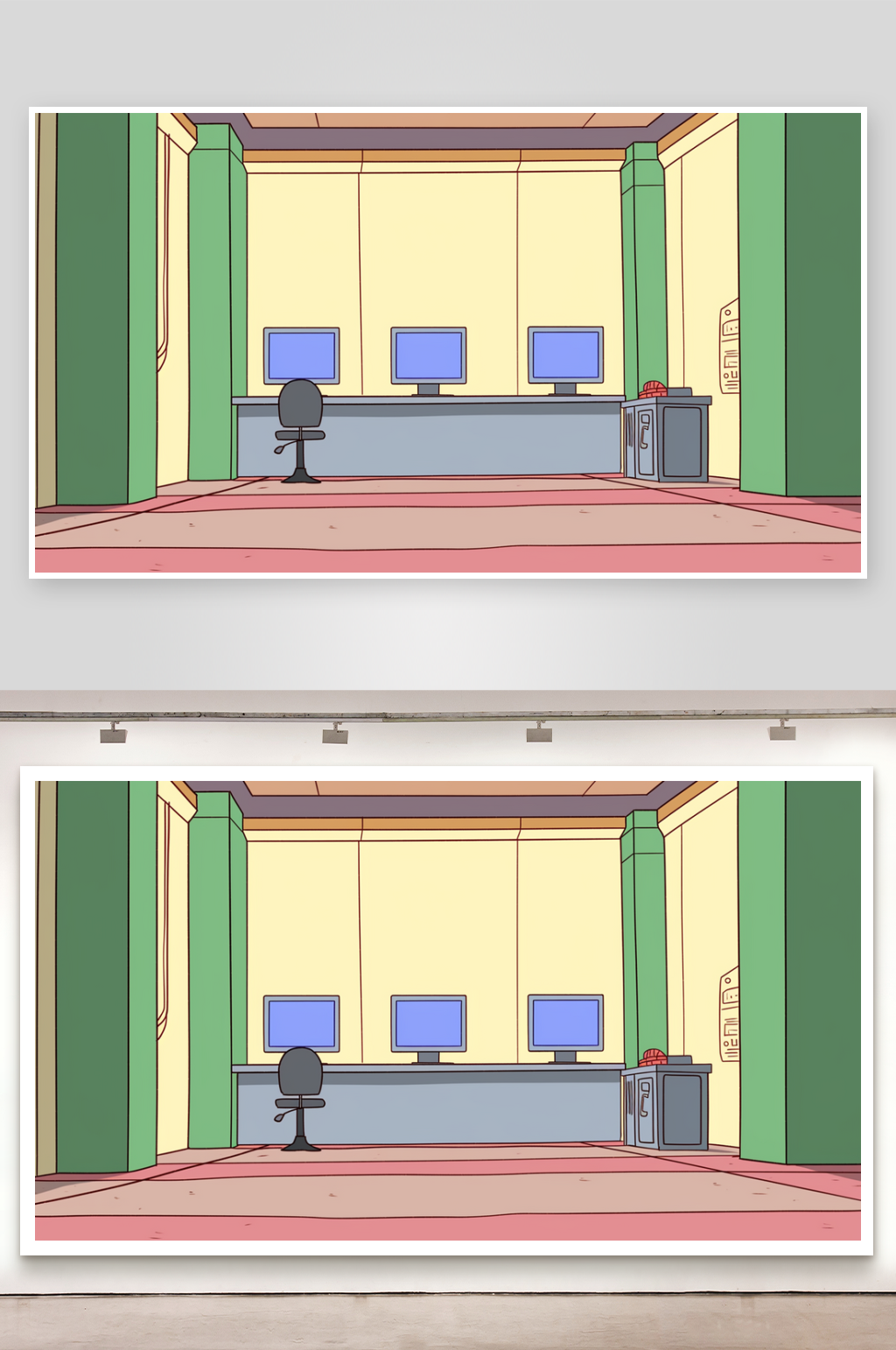 简笔画场景管理银行素材