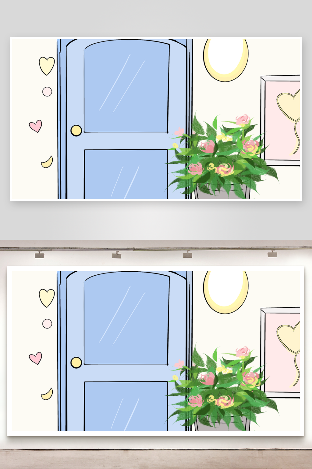 简笔画场景管理房间门口素材