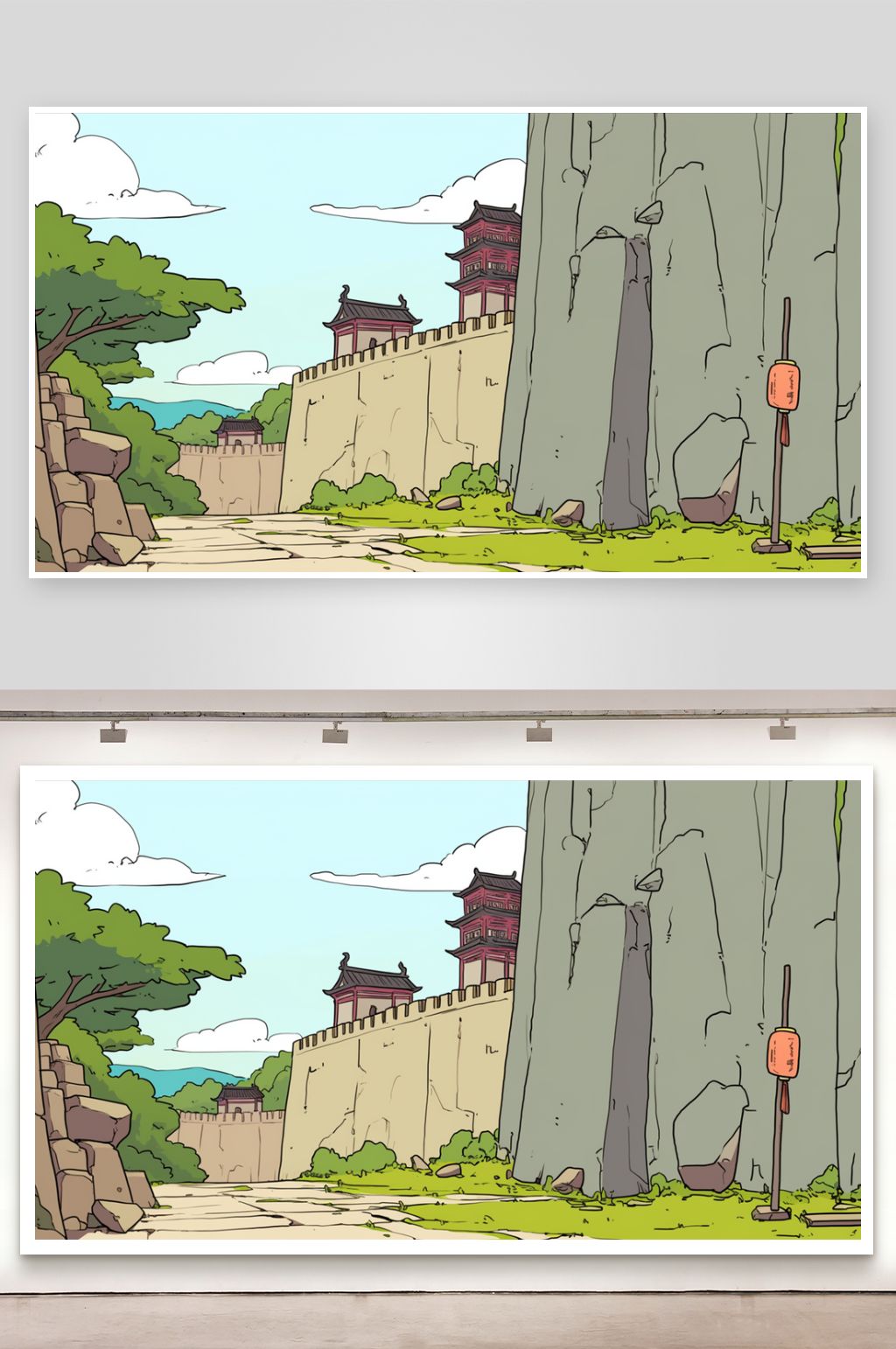 简笔画场景管理峡谷素材